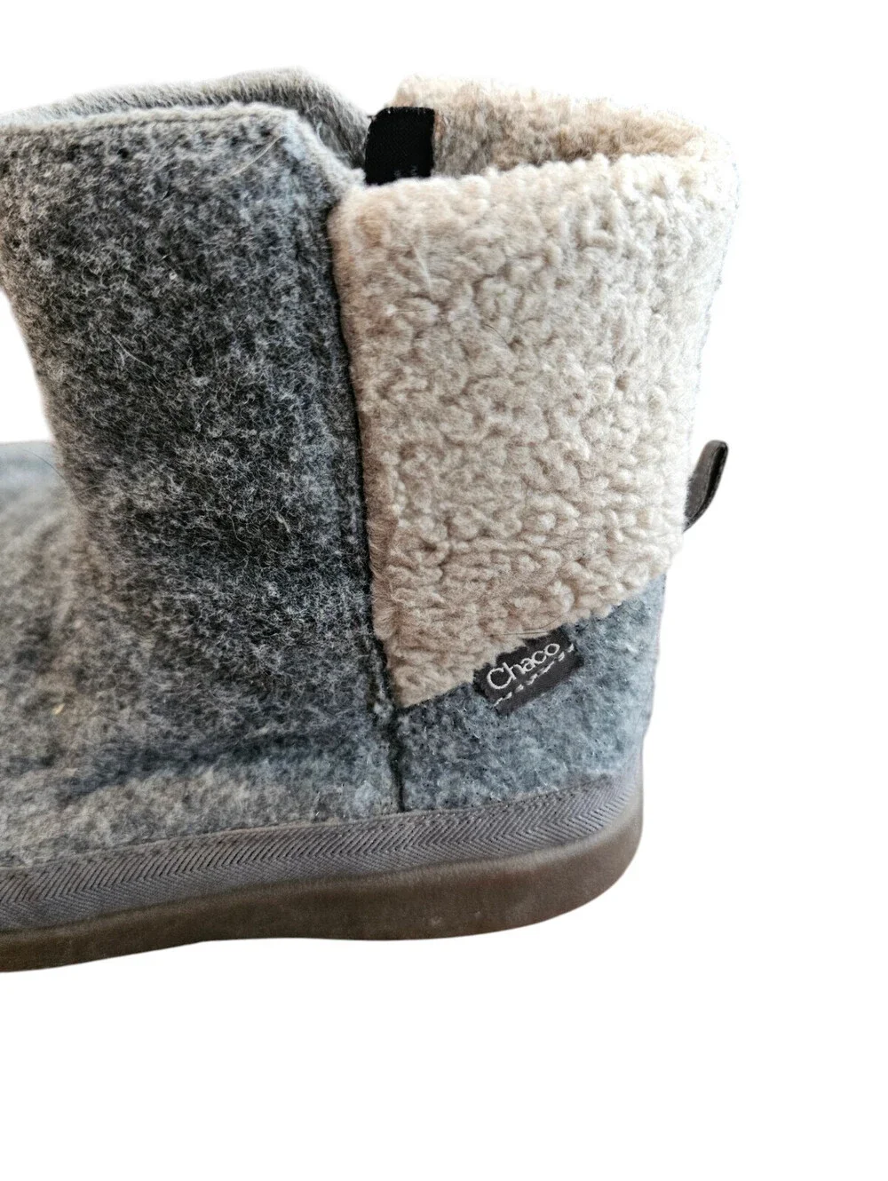 Women's Size 6 Chaco Revel Tall - GREY Wool Sherpa Zip Boots